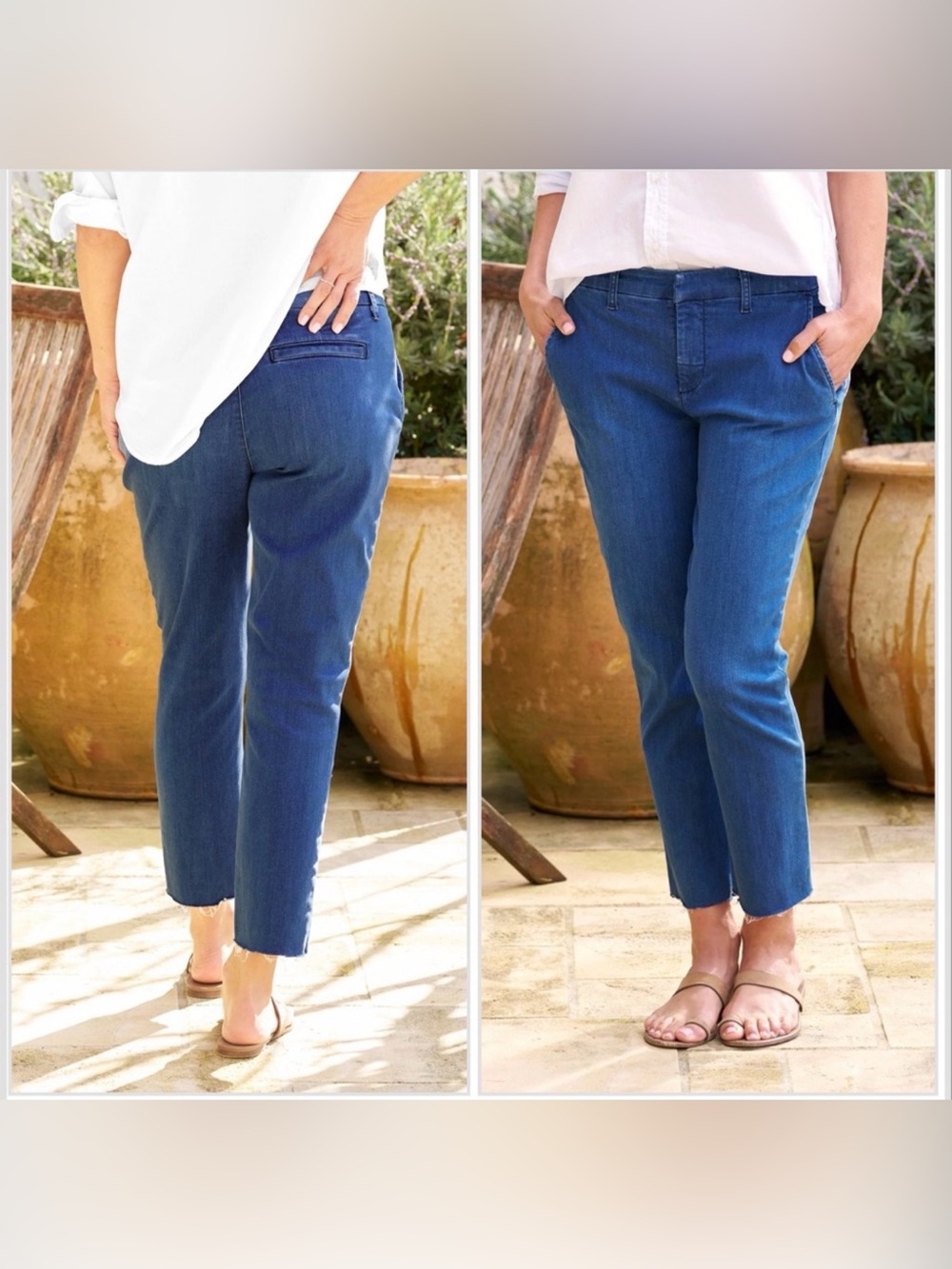 Frank & Eileen Wicklow Italian Chino Pants 1977 Blue Denim Wash 6 Cropped